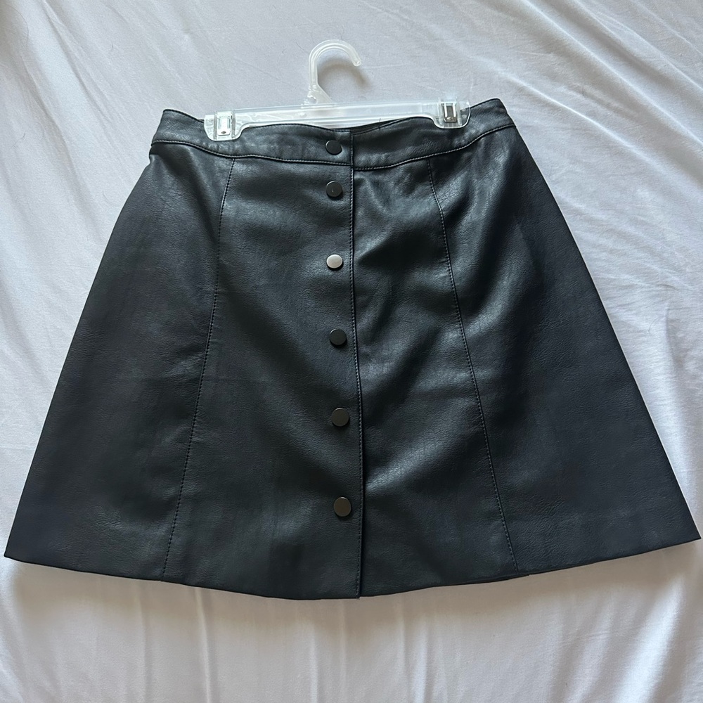 H&M Faux Leather button front mini skirt
